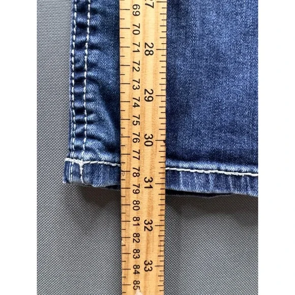 Grace in LA Bootcut Jeans Womens Blue Embroidered Sequin Feather Distressed 31 - Picture 10 of 10